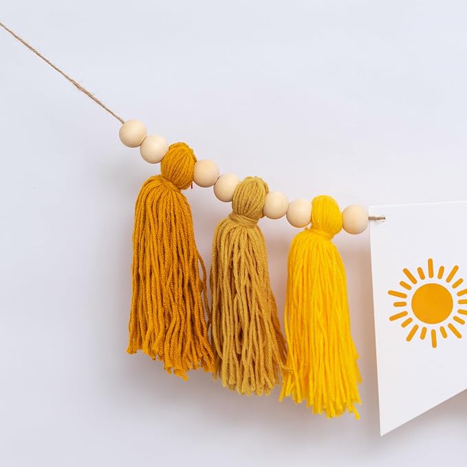 Gostman Sun One Tassel High Chair Banner | First Trip Around The Sun Birthday Party Decoration,Sun Sign First Birthday Party Supplies,Sunshine Highchair Banner