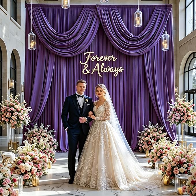 Gallety Lavender Backdrop Curtains for Wedding, Polyester Photography Backdrops Curtains - 20FT x 10FT Wall Curtains with Rod Pockets for Celebration,Birthday, Baby Baptism,Engagement Party