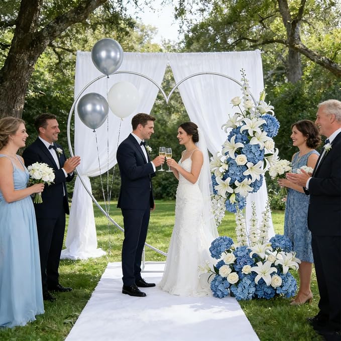 6.7 Ft Heart Arch Stand for Proposal, Heavy Duty Gold Metal Heart Shape Wedding Arch Photo Backdrop Stand– Supplies for Wedding, Valentine's Day, Engagement and Birthday Party (White)