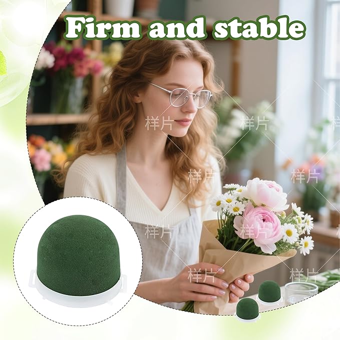 24 Pcs Mini Floral Foam Holders Set, Wet Green Foam for Fresh Flower Arrangements, Wedding, Wine Bottle Decor Supplies