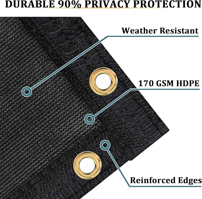 Shade&Beyond 3'x13' Black Privacy Screen Fence Cover 170 GSM Fencing Mesh Fence Panel for Wall Garden Yard Backyard Indoor Outdoor Home Decoration