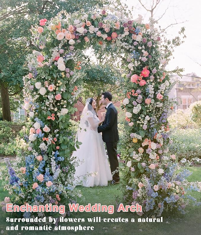 Queension 7.2FT & 6.6FT Arch Backdrop Stand, Metal Wedding Arch Stand for Ceremony, Backdrop Stand Arch Frame with Base for Birthday Party Baby Shower Balloon Arch Decorations, Gold