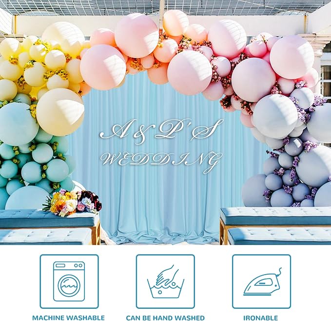 MEETSKY Baby Blue Backdrop Curtain for Baby Shower Parties Light Blue Photo Curtains Backdrop Drapes Fabric Decoration for Boys Teens Men Birthday Party Photography 5ft x 7ft,2 Panels