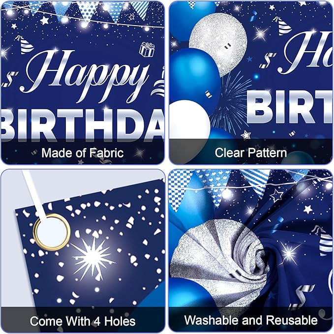 33rd Birthday Decorations for Men & Women, Navy Blue and Silver Happy 33rd Birthday Party Decorations with Number Balloons, Hanging Swirls, Cake Topper for 33 Years Old Party Supplies