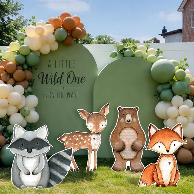 Gemscream 4 Pcs Large Woodland Animal Party Decorations 24 Inch Woodland Classroom Decor Cute Forest Animal Cardboard Cutouts Cartoon Jungle Photo Booth Prop for Birthday Baby Shower Nursery Party