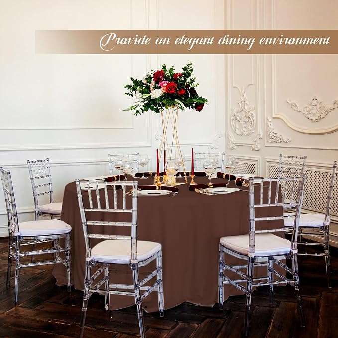 12 Pack Round Tablecloth 90 inch Brown Table cloths for Round Tables,Stain and Wrinkle Resistant Washable Polyester Tablecloths Brown Table Cloth Table 90 inchround Table Cloth for Wedding Party