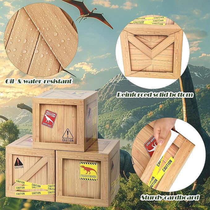 Aodaer 13 Pcs Dinosaur Party Decorations Set, Dinosaur Party Supplies, 12 x 12 x 12 Inch Dino Theme Boxes Table Centerpieces & Banner Cardstock for Dino Photo Booth Birthday Baby Shower Decorations
