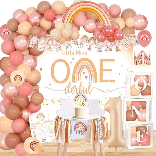 YJDFWAUT Boho Rainbow 1st Birthday Decorations, Bohemian First Decorations, Bohemian Rainbow Baby Monthly Milestone Photo Banner Highchair Banner
