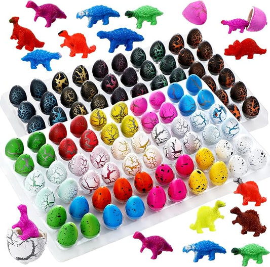 120 Pcs Small Hatching Dinosaur Eggs for Dinosaur Birthday Party Favors Easter Egg Fillers for Kids Classroom Carnival Prizes Piñata Novelty Grow in Water Dino Eggs with Toys Inside