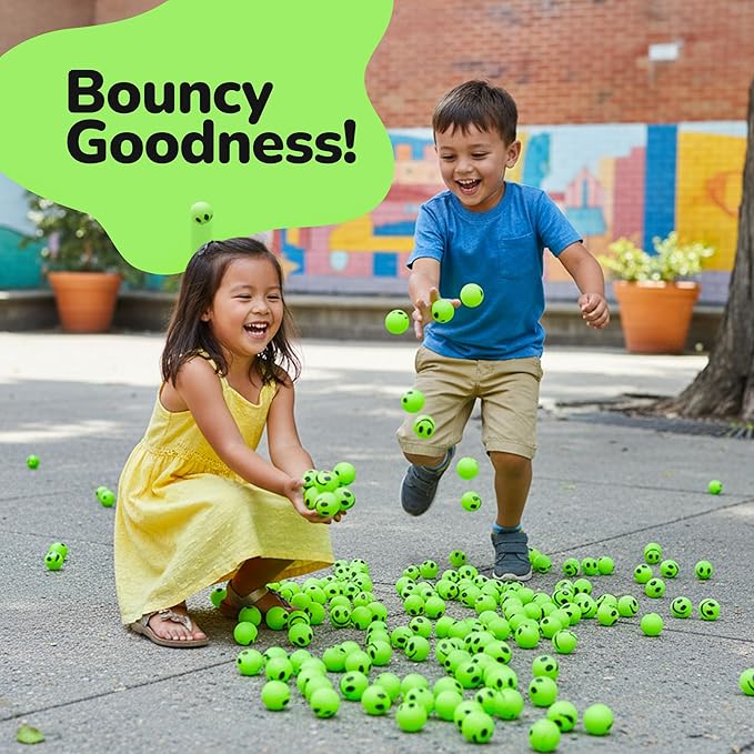 ArtCreativity 160 PCS Glow in The Dark Smiley Face Bouncing Balls - Bulk Pack of 160-1 Inch High Bounce Bouncy Balls for Kids, Glowing Party Favors and Goodie Bag Fillers for Boys and Girls