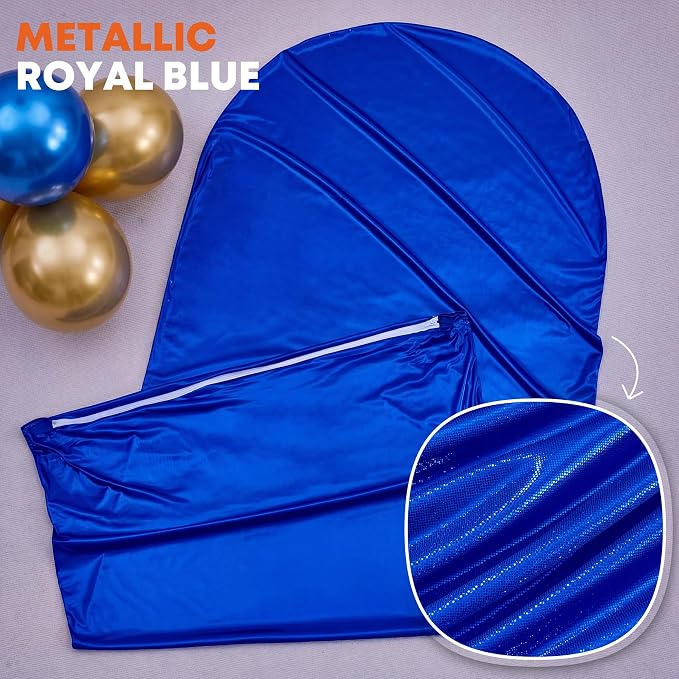 Shimmer Royal Blue Arch Backdrop Cover 7.2FT with Zipper,Thick Soft Stretchy Sequin Glitter Spandex Fitted Chiara Cover for Birthday Baby Shower Graduation Party Photo Backdrop