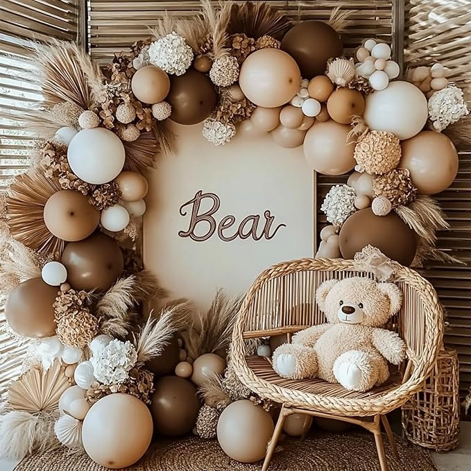 108Pcs Dark Brown Double Stuffed Balloons Different Size, 18/12/10/5 inch Matte Brown Balloons Garland Arch kit for Birthday Baby Shower Boho Neutral Luau Mocha Party Decoration