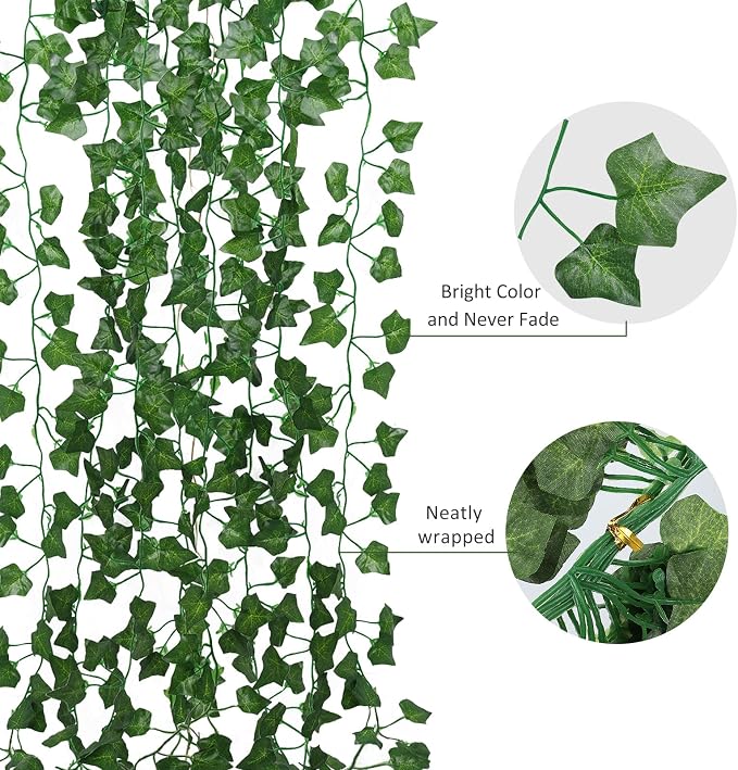RECUTMS 258 FT Fake Vines Greenery Leaf Garland Ivy Vine Foliage Flowers Hanging for Wedding Party Garden Home Kitchen Office Aesthetic Wall Bedroom Living Room Wedding Party Patio Decor(36 Pack)