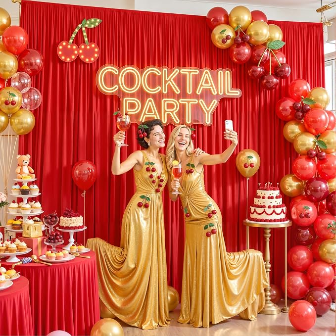 10x12 Red Backdrop Curtains for Wedding Party Wrinkle Free Backdrops Curtain Drapes Fabric Decorations Photo Back Drop Cloth for Baby Shower Photography Stage Reception 5ft x 12ft,2 Panels
