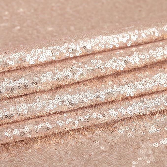 B-COOL Rose Gold Sequin Tablecloth Wedding Table Cloths for Reception Sparkly Tablecloths Dessert Table Cloth Sequin Overlay Square 50x50inch