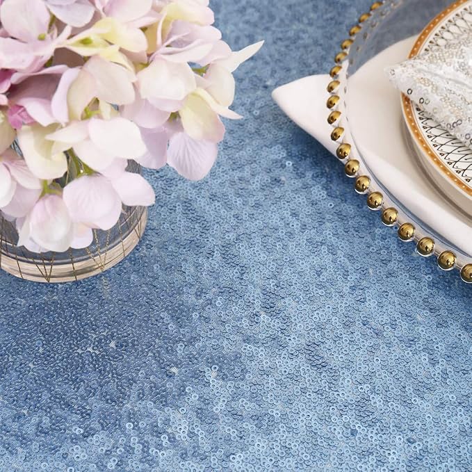 Eternal Beauty Baby Blue Tablecloth, 50x50 Inch Square Rectangle Table Cover for Cake Dessert Exhibition Party Birthday Events