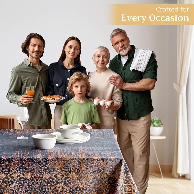 Maison d' Hermine Table Cloth Rectangle Table 100% Cotton 60 x 90 Inches Fall Tablecloth Reusable Everyday Use for Thanksgiving Christmas Decorations Dining Farmhouse Party (Imperfection)