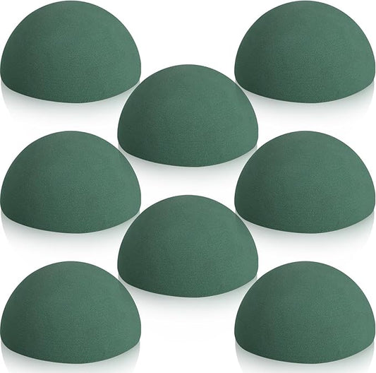 Shihanee 8 Pcs Half Ball Floral Dry Foam Green Round Foam Block Dry Balls Large Flower Craft for Artificial Plant Bouquet Arrangement DIY Craft(4.72 x 2.36 Inches)