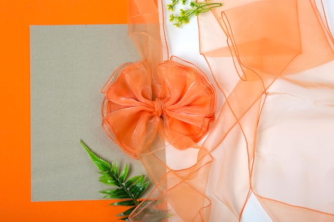 MDS® Pack of 125 Organza Chair Sashes for Wedding Decoration, Reusable Sheer Chair Bows for Banquet Chair Cover, Reception, Bridal Shower, Baby Shower, Birthday Party & Special Events - Peach