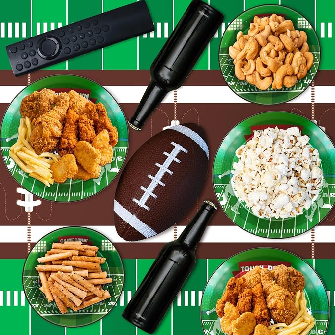 OHOME Football Party Decorations - Super Game Bowl Party Decorations 2027 - Serve 24 - Football Plates Tablecloth Napkins Cups Banner | Football Party Supplies Favors Accessories Birthday Decor