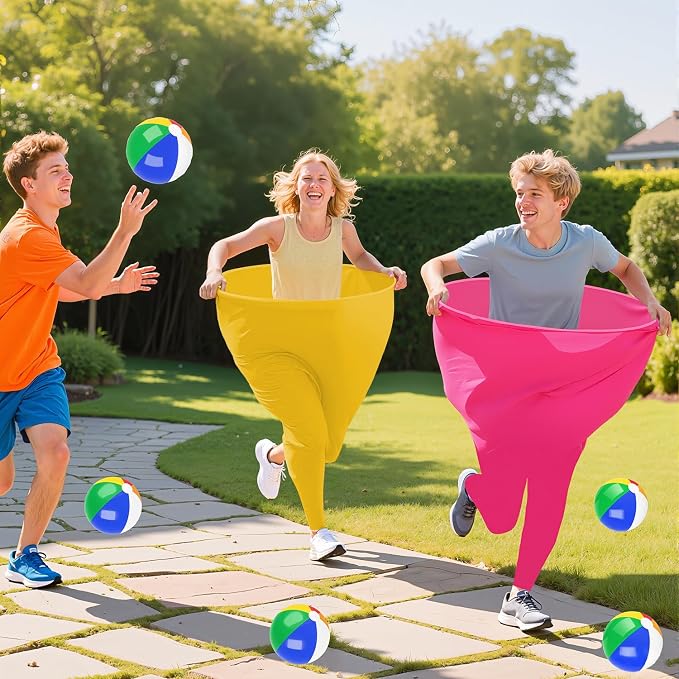 Granny Pants Yard Game for Adults and Family, Big Pants Ball Catch Game Set with 2 Giant Pants Fuchsia & Gold, 8 Balls & 1 Air Pump, Hilarious Outdoor Lawn Tossing Games for Backyard BBQ Party