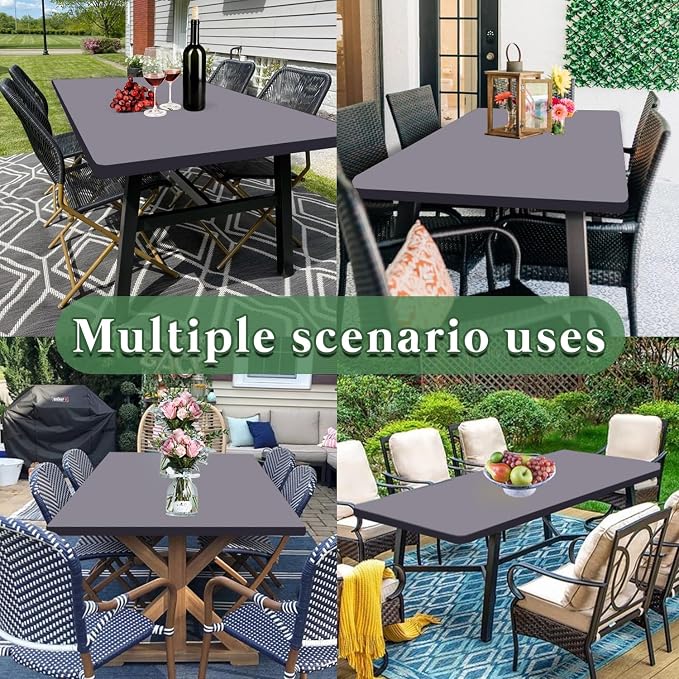 10 Pack Picnic Table Cover Outdoor Elastic Fitted Tablecloths for 6 Foot Rectangle Table Waterproof Stretch Washable Patio Folding Spandex TableCloth for Camping Banquet Parties (Light Grey,30" x 72")