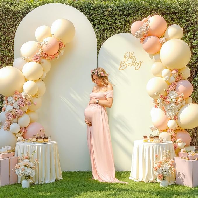 Ivory Arch Cover Set of 2 Spandex 7.2 and 6ft Ivory Arch Backdrop Cover Wedding Arch Stand Covers for Bridal Shower Wedding Baby Shower Birthday Party Ceremony Banquet Photo Arched Background