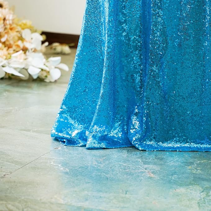Sequin Tablecloth 60"x102" Baby Blue Wedding Party Bridal Shower Sweetheart Rectangular