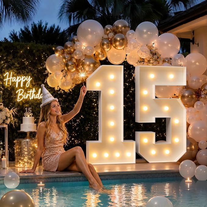 imprsv 3FT Marquee Numbers, Light Up Numbers for 1st 21st Birthday Decorations Anniversary Party Decor, Number 1 Light Up Number, Pre-Cut Foam Board Kit