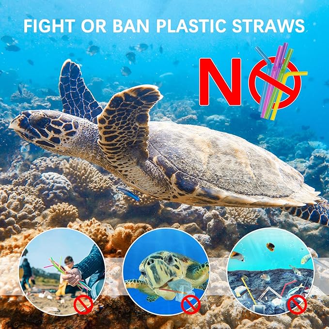 Plasticless 100 Pcs PLA Disposable Drinking Straws Corn Plant Based Biodegradable Straws, BPA Free Compostable Stir Sticks Black Reusable Straw Alternative to Plastic Straw for Party Drinks
