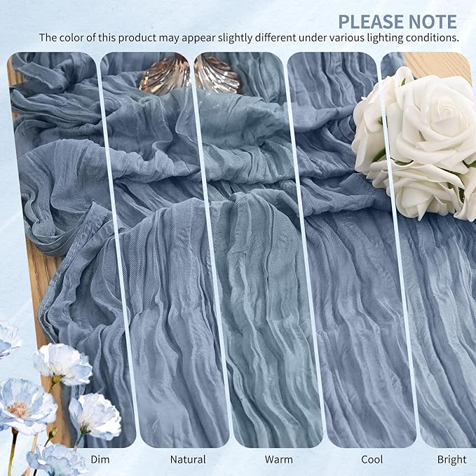 18 Pack Cheesecloth Table Runner 10FT Dusty Blue Table Runner Boho Gauze Cheese Cloth Table Runners Long Rustic Sheer Table Decorations for Wedding Party Baby Bridal Shower Birthday Holiday Home