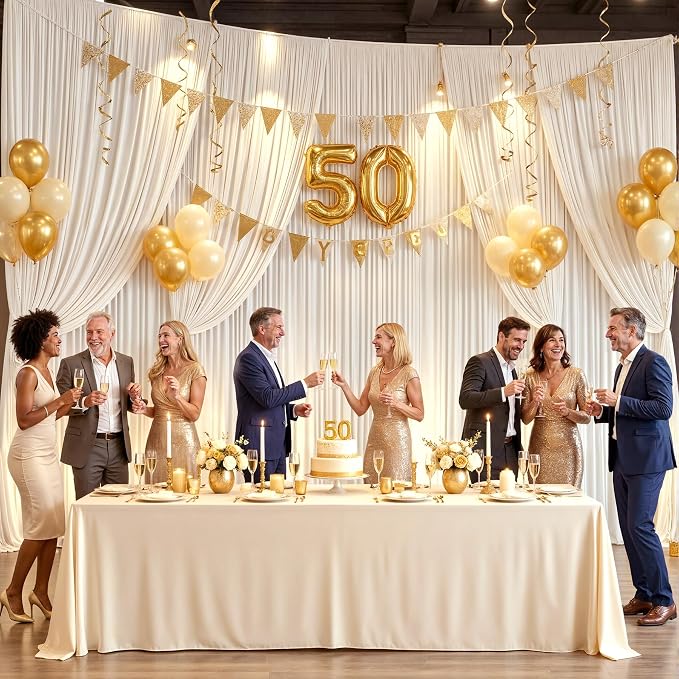 6 Panels Champagne Backdrop Curtains for Wedding Party Wrinkle Free Backdrops Curtain Drapes Fabric Decorations Photo Back Drop Cloth for Baby Shower Photography Stage Reception 30ft(W) x 12ft(H)