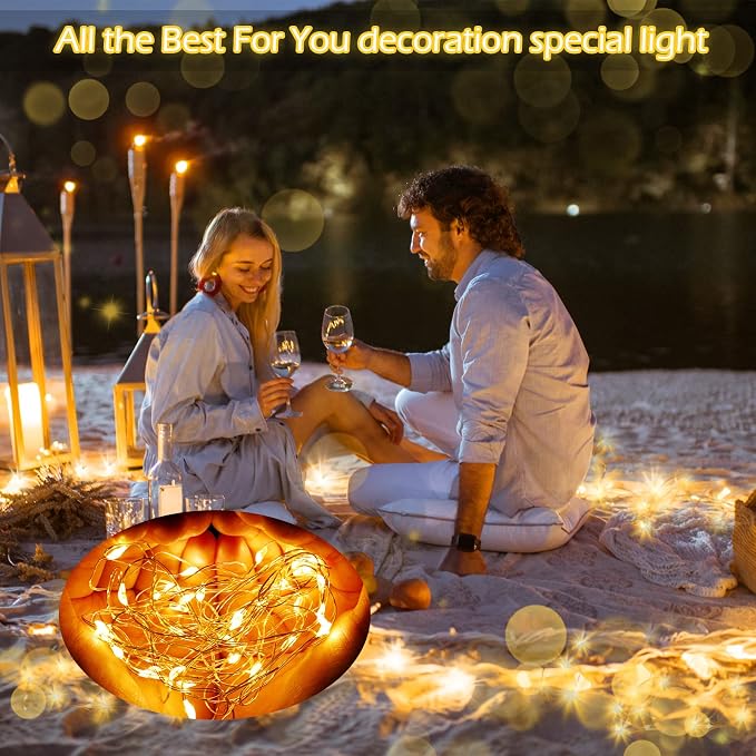 Hortsun 20 Packs Fairy Lights Battery Operated 3 Speed Modes, 7 Ft/ 2 M 20 LED Battery String Mini Waterproof Wire Twinkle Lights Bulk for Wedding Party Birthday Vases Decor (Warm White)