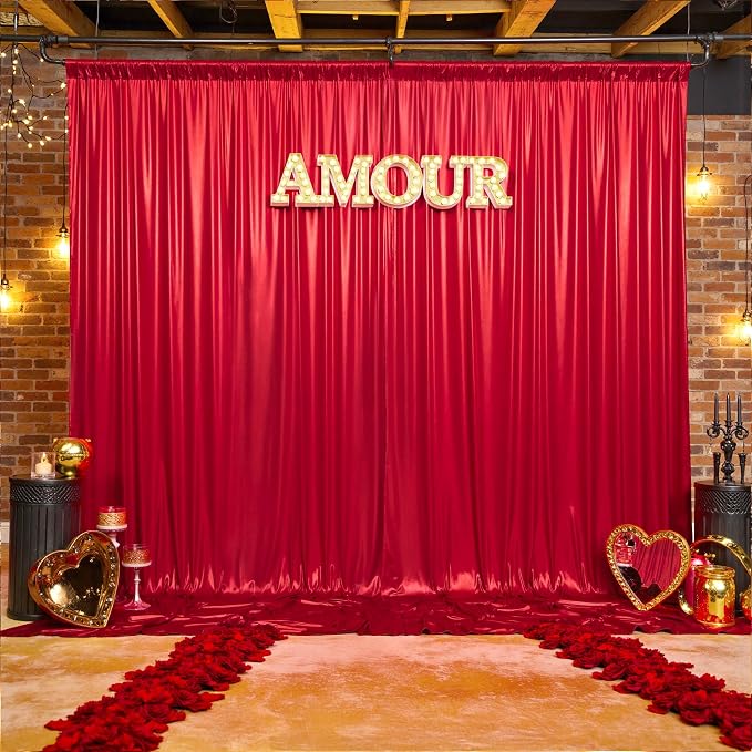 gogoparti 20x10FT Red Sequin Backdrop Curtain - 4 Panels of 5x10FT Wrinkle-Free Glitter Drapes for Photography, Birthdays, Weddings & Graduations