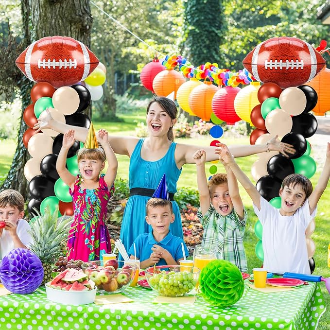 Kasyat 2 Sets Football Balloon Column Stand Kit Football Balloon Arch Garland with Adjustable Stands Tower Kit 100 Latex Balloons Foil Balloons for Game Sports Birthday Party Decorations