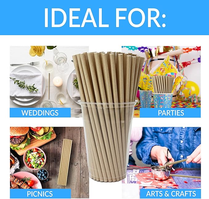 Reli. 1000 Pack Paper Straws (Kraft Brown) | Paper Straws for Drinking - Disposable, Biodegradable/Eco-Friendly | Use for Crafts, Party Decoration/Supplies, Restaurants, Juice (Brown)