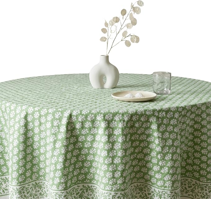 ATOSII Cotton Tablecloth 90" Inches Round Pista