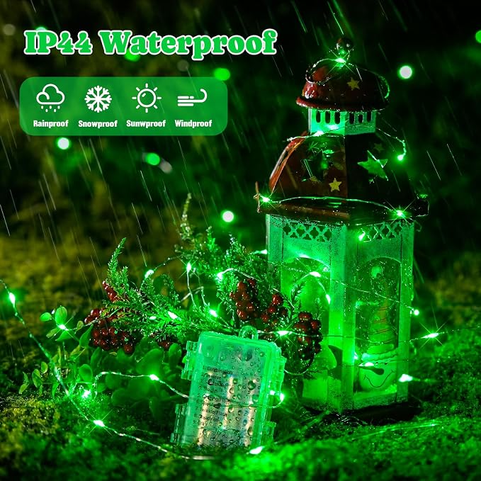 JMEXSUSS 2 Pack Green Fairy Lights Battery Operated, Total 400 LED 132ft Twinkle String Lights with Remote, 8 Modes Green Lights for Halloween, Tree, Mantle, Garden, Yard, Bedroom, Xmas Decor