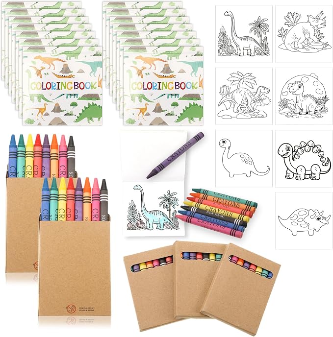 270 Pcs Mini Dinosaur Coloring Books Welcome Back to School Gifts with Crayons Kids Bulk Dinosaur Party Favors Goodie Bag Stuffers for Students