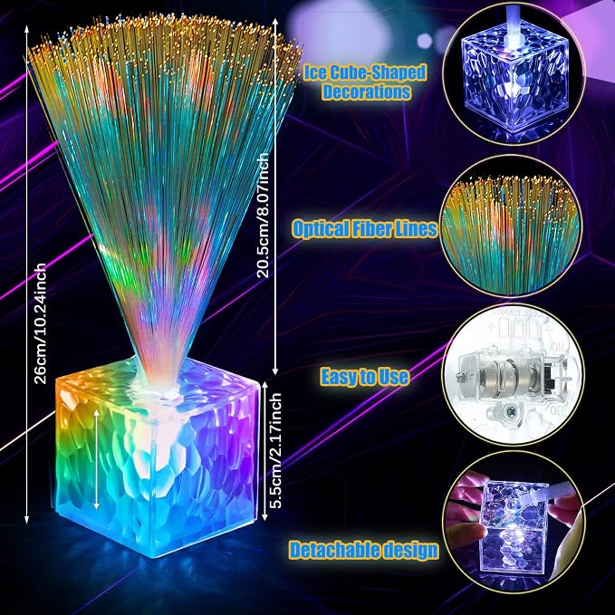 Amylove 16 Pcs Mini Fiber Optic Lamp Bulk LED Light Color Changing Table Centerpiece Glow in The Dark Party Favors Supplies for Wedding Graduation Prom Birthday Disco Dance Decorations (9 Inch)