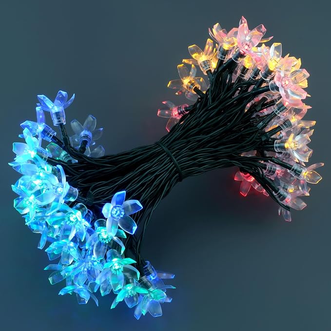 100 Multicolor Cherry Blossom LED String Lights, 33 ft 8 Models USB Powered | Sakura Light, USB Port, Multimode Lighting, 33' Total Length, 1-Strand 100 Lights, 4" Spacing