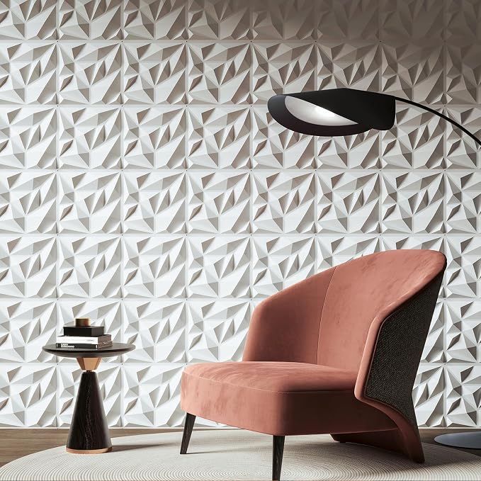Art3d 100 Pack Decorative 3D Wall Panels, 19 Sq.Feet PVC Interior Wall Décor, 11.8"x11.8", White
