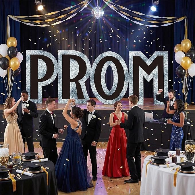 Thyle 7.1 ft Graduation Prom Letters Cardboard Cutout Stand-up Graduation Party Decoration Life-Size Sparkling Nights Backdrop Photo Props Standup for Prom Theme Nights Awards Dance Supplies