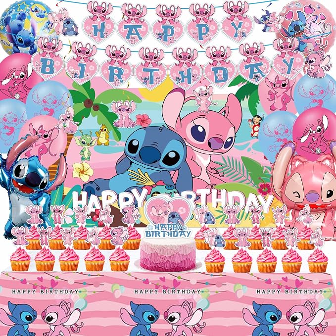 53 PCS Birthday Party Decorations Set with Birthday Banner Balloons Tablecloth Backdrop Hanging Swirls for Adult Theme Party Supplies