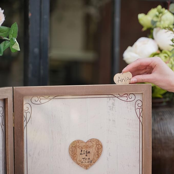Y&K Homish Guest Book for Wedding Alternative Rustic Wedding Decorations for Reception Wedding Signs Guest Book with Pen Disply Wedding Picture Frame