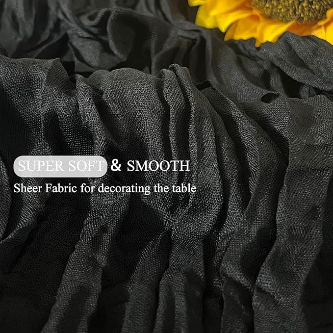 6Pack Black Cheesecloth Table Runner 10Ft Gauze Table Runner Black Cheese Cloth Table Runners Long Sheer Fabric Tablerunners for Wedding Party Bridal Shower Thanksgiving Christmas