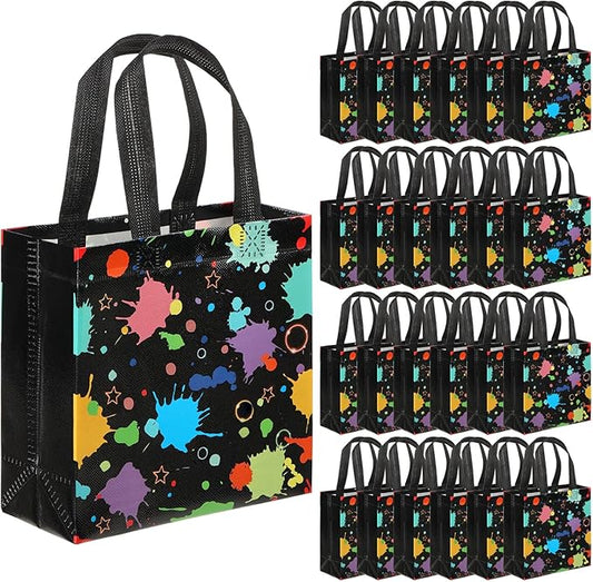 Retainbre 40 Pcs Glow in the Dark Gift Bags with Handles Party Favor Bags for Kids Birthday Non Woven Neon Goodie Bags Bulk for Candy Treat Goody Adults Parties Decoration