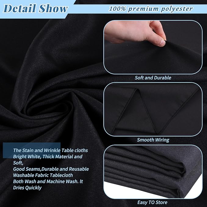 Kesfey 6 Packs Round Table Cloths 90 Inch Black Circle Bulk Linen Tablecloth Wrinkle Resistant Tablecloths Washable Polyester Fabric Round Table Cover for Wedding Camping Banquet Dining Party