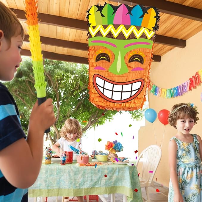 Wernnsai Tropical Hawaii Piata with Blindfold and Bat for Girls & Boys - Hawaiian Luau Themed Party Decoration