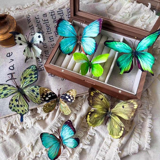 Artificial Butterfly, 3D Butterfly Clips,Silk Floral Butterflies, Suitable for Home Decoration, Flower Arrangement and Foil the Festive Atmosphere (8 Pcs)